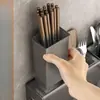 Estante de acero al carbono engrosado para cuchillos de cocina, estante de almacenamiento multifuncional para montaje en pared sin perforación, escurridor para palillos