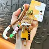 Llavero creativo de conejo de aceite con helado, exquisito colgante de arena movediza líquida, accesorios para bolso, pequeños regalos al por mayor