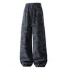 0932 # Calça de moletom casual camuflada para homens, primavera e outono, corte solto, cordão, estilo workwear, anti-pilling, lavável à máquina, macia