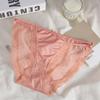 Ropa interior de encaje de malla para mujer, sensual, con huecos, finos, de cintura baja, transpirable, de algodón, de secado rápido.