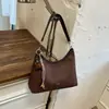 Bolsa tote de lona texturizada simples estilo coreano para mulheres, novo modelo 2026, bolsa de ombro e transversal de grande capacidade para o dia a dia