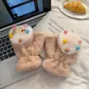 Luvas de Pelúcia Dachshund de Bolinhas Inverno com Tampa Dobrável Luvas Quentes para Escrever Estudante à Prova de Frio Ciclismo Luvas de Algodão