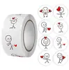 Pegatinas para Envoltura de Regalo del Día de San Valentín Pegatinas Stickman Dibujos Animados Lindas Creativas Etiquetas Pegatinas de Sellado para Cuaderno Infantil