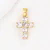 Collar con Colgante de Cruz de Latón Color Dorado 18K Circonia Piedra de Nacimiento de Diciembre Piedra de Cumpleaños