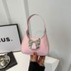 Bolsa de mão rosa com laço para menina 2024 nova moda nicho bolsa de ombro bolsa transversal com corrente