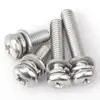 Tornillos de Combinación de Tres Piezas con Cabeza de Cruz y Ranura Phillips de Acero al Carbono Niquelado M2M2.5M3M4M5 Cabeza Redonda con Arandela de Resorte Plana Tornillos de Combinación de Tres Piezas