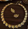 Amazon Boda Novia Collar y Pendientes Set de Joyería con Accesorios de Aleación Incrustados de Diamantes Fabricante En Stock Venta al por Mayor Estilo Lujo Ligero