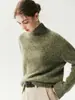 100% cachemira, nueva colección otoño 2026, suéter de cachemira para mujer con estampado floral, cuello semialto y puños divididos, perfecto como capa base