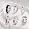 Nuevo Anillo Giratorio de Acero Inoxidable Incrustado con Diamantes Apilable Liso para Mujer Set de Joyería de Lujo Ligero