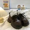Sapatos de Couro Estilo Britânico com Salto Plataforma para Aumentar a Altura para Mulheres, Novos Mocassins Populares Outono e Inverno 2025, Sapatos Mary Jane Pretos