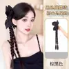 Pinza para el Cabello Trenzada con Moño de Mariposa Negra para Mujer, Trenza de Peluca Estilo Chino de Cabello Sintético Semi-Recogido