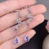 Brincos de Tanzanita Naturais! Roxo Sedutor Corpo Inteiro Puro Inlay Fino de Prata 925! Pedra Principal 4*6mm