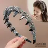 Diadema de Organza con Dientes de Cristal Estilo Dongdaemun Coreano para Mujer, Diadema Versátil de Parte Superior para Lavarse la Cara