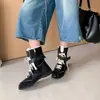 Novas botas de treinamento Martin estilo caça alemãs da moda outono e inverno, cores retrô em blocos, versáteis, com cadarço e zíper lateral para mulheres
