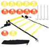 Conjunto de escada de agilidade, escada de corda para treino de ritmo, escada de salto, disco marcador, paraquedas de resistência, corda de pular, estacas de solo, equipamento de treino de futebol