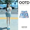 Falda Corta Floral, Falda Media Estilo Pintura al Óleo, Vestido Corto de Verano 2026 para Mujer, Estilo Nuevo, con Mangas Cortas Abullonadas Florales, Hombros Descubiertos, Falda Bodycon, Vestido Estilo Playa