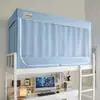 Mosquitero popular para dormitorios universitarios, cortina de cama totalmente opaca, cortina de cama integrada para literas individuales