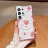 Design Exclusivo com Estampas Florais Rosas para Meninas, Adequado para Capa de Celular Transparente Anti-Impacto Magnética Samsung Galaxy S24