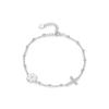 MODIAN MODIAN Pulsera de Plata de Ley S925 Pequeña Fresca Alto Sentido Margarita Pequeña Cruz Completa Diamante Perla Ligera Femenina