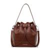 Bolsa Satchel Niche com Padrão Simples de Pedra para Mulheres 2025 Nova Bolsa Balde com Cordão Bolsa de Ombro Fashion
