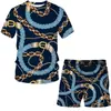Estación Independiente AliExpress Nuevo Traje de Camiseta de Cadena de Hoja de Lujo para Hombre Holgado Impresión 3D Casual Manga Corta Corto