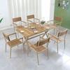 Muebles de Exterior Baican Madera Plástica Mesas y Sillas para Balcón Patio Sillas de Plástico Madera para Ocio al Aire Libre Sillas Simples de Madera Plástica para Terraza Cafetería