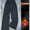 Calças largas de fleece forrado com estampa de leopardo cinza escuro em estoque para mulheres, outono/inverno 2026, grossas, quentes, com bom caimento, compridas, retas, casuais