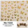 Redanco5D Embutido Popular Adesivos para Nail Art Hot Stamping Prata Recortado Borboleta Estéreo Adesivos para Unhas He1532