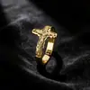 Anillo de Acero Inoxidable con Forma de Cruz Transfronterizo Europeo y Americano para Mujeres y Hombres, Unisex, con una Figura Clavada a la Cruz