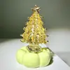 Árbol de Navidad Pequeño de Vidrio Personalizado Estilo Ins, Adorno de Vidrio Giratorio con Detalles Dorados y Brillantina para un Ambiente Festivo de Mesa, Regalo