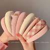 Diadema de Peluche Rosa Estilo Chanel para Mujer, Diadema de Corona Alta, Diadema Ancha de Otoño e Invierno para Lavarse la Cara, Nuevo Pasador para el Cabello