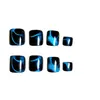 Uñas de Pies Estilo Ojo de Gato Negro y Azul Transfronterizas, Arte de Uñas de Pies Sexy, Efecto Iluminador, Forma Cuadrada, Removibles, 24 Piezas al por Mayor