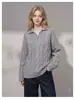 Otoño Invierno Transfronterizo Nuevo Estilo Media Cremallera Versátil Casual Tejido Estilo Perezoso Tejido de Punto Trenzado Manga Larga Suéter Pulóver para Mujer