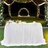 Decoración popular de mesa de postres para banquetes de cumpleaños de Amazon, faldón de mesa de malla, faldón de mesa para fiesta de Halloween
