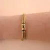 Estilo Cadena Cubana Venta Caliente Transfronteriza Estilo Europeo y Americano Lujo Ligero Pulsera Versátil Cuentas Cuadradas Multicolor Fábrica Venta al por Mayor por Pieza