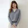 Suéter de Cachemira con Cuello de Tijera Otoño/Invierno 2026 para Mujer, Top de Punto Falso Dos Piezas Botones, Suéter Pulóver de Corte Holgado, Top de Corte Relajado