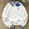 Moletom Patchwork Divertido e Fofo com Gola Polo e Estampa de Gato para Mulheres, Outono e Inverno, Rejuvenescedor, Estilo College, Estilo Japonês, Top Versátil
