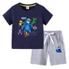 Camiseta Infantil 2023 Verão Nova Roupa Infantil de Comércio Exterior ins Algodão Coreano Calça de Manga Curta Infantil Conjunto de Duas Peças