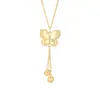 Colar com Pingente de Borboleta em Filigrana de Prata de Lei 925 Camada Dupla com Franja Feminino Simples Acessível Luxo Fashionável Corrente de Clavícula de Alta Qualidade 0526B