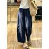 Pantalones blancos de pierna ancha cropped estilo japonés de Tencel para mujer, finos de verano, de cintura alta, holgados, casuales, para petite, de pierna curva