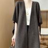 Xale Grande de Lã Atmosférico de Alta Qualidade Poncho Tricotado Outono e Inverno Novo Look Cardigan Colete Sem Manga de Comprimento Médio