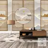Nuevo papel tapiz estilo chino sala de té terapia capilar tienda para sacar cera de los oídos Centro de Salud estilo japonés rejilla de troncos decoración de pared de fondo del mostrador papel tapiz