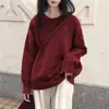 Suéter con Cuello Otoño Invierno 2026 Estilo Nuevo Holgado Retro Estilo Perezoso Color Sólido Suéter de Punto Grueso Suave Suéter de Manga Corta