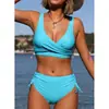 Nuevo bikini Amazon AliExpress europeo y americano en stock sexy multicolor bikini de tiras con nudo traje de baño para mujer