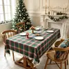 Toalha de mesa xadrez verde e vermelha de Natal com franjas, toalha de mesa retrô estilo americano para feriados, toalha de mesa de tecido para decoração de festa no atacado
