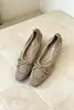 Primeiro Encontro Sapatos Baixos de Camurça Retro Franceses Sazonais para o Trabalho com Laço para Mulheres Outono 2026 Novos Sapatos Mary Jane de Calçar