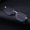 2026 Novos Óculos de Sol Quadrados Sem Aro Moda Europeia e Americana para Homens com Bordas Cortadas em Diamante, Óculos de Sol Tendência com Proteção Solar para Homens, Transfronteiriços