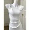 Vestido Minimalista de Tirantes Cruzados Estilo Francés para Mujer, Ceñido a la Cintura, Adelgazante, Vestido Largo con Abertura, Vestido Bodycon Kendall Jenner, Modelo Nuevo