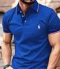 2026 Nueva Moda Camisa de Botones Transfronteriza Moda Masculina Europea y Americana Corte Ajustado Camiseta Polo de Bloques de Color para Hombre