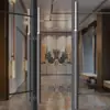 Manija de Puerta de Vidrio de Acero Inoxidable Manija Envainada en Cuero Caja de Hotel Manija de Puerta Doble de Madera Maciza Negra Personalizada